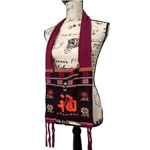 Embroidered Tote Chinese “Fu” Blessings Boho Shoulder bag S/M Multicolor